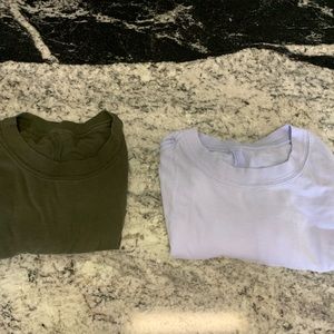 Lululemon Boyfriend Tee Size 4 Set of 2 Lilac & Olive Green